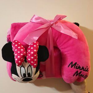Disney Minnie Mouse 2-Piece Plush Throw Blanket & Neck Rest Pillow Travel Set